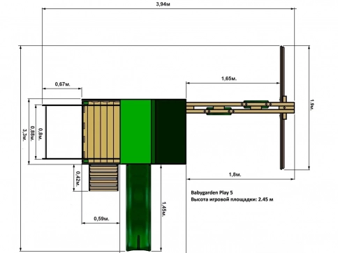 Детская игровая площадка Babygarden Play 5 - светло-зеленый (BG-PKG-BG021-LG) - 4